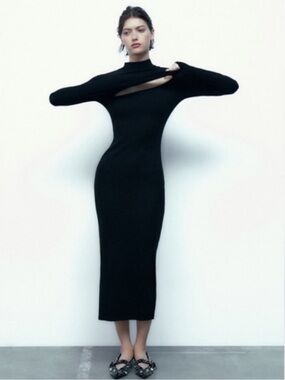 Zara black cut out dress size small